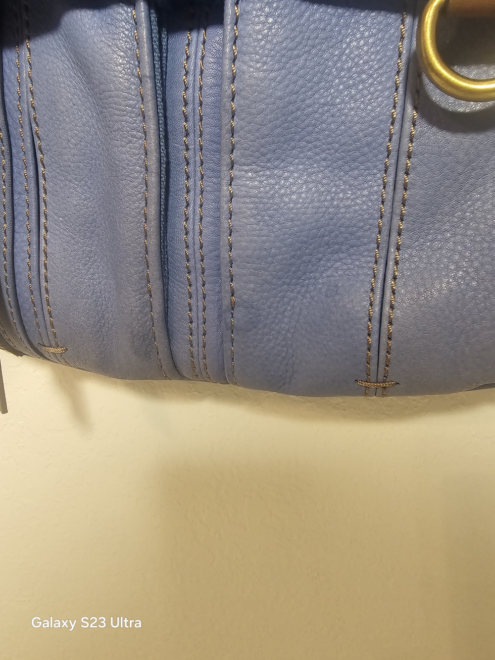 Fossil Blue Shoulder Bag Adjustable Strap Zipper D Ring Contrast Stitching - Picture 3 of 9